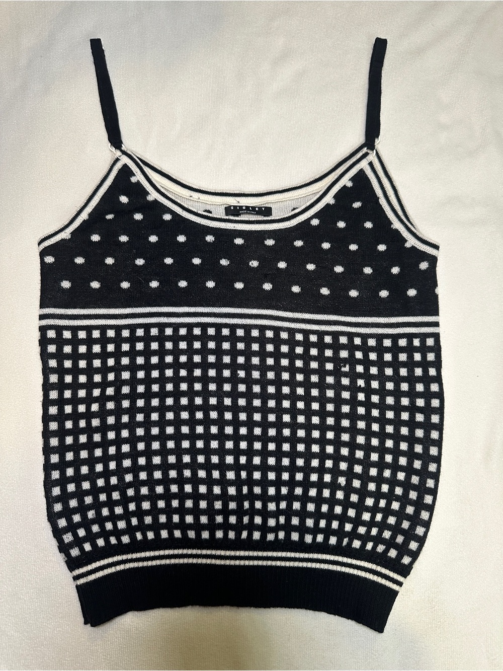 Sisley Made in Italy Wool Blend Knit Cami Top Size M Y2K
